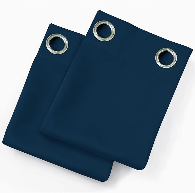 Blackout Curtains 66 x 54 Inch Long Navy Blue Curtains Set of 2 Panels Room - Image 9