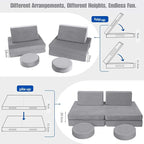 MeMoreCool Play Couch for Kids, 8-Piece Modular Foam Couch Set, Kids Play Couch - Image 7