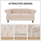Mid-Century 2 Seater Sofa, Velvet Loveseat - Image 5