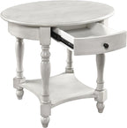 Oval End Table with Drawer, Solid Wood Sofa Side Storage Shelf, Traditional by MODERION-YourHomeSoulMate
