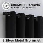 SimpleHome Black 100% Blackout Curtains Room Darkening Living Room 96 Inch | - Image 6