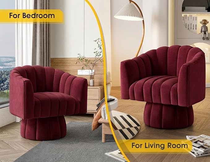 Dewhut Swivel Accent Chair, 360° Swivel Barrel Chair - Image 4