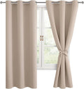 Blackout Curtains for Bedroom, 42 x 63 Inches Length Camel 2 Panels | Thermal by Hiasan