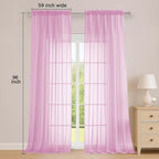 Extra Long Pink Sheer Curtains 96 Inches Long 2 Panels Set, Soft Lightweight - Image 2
