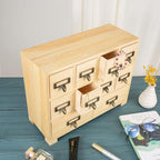 Apothecary Cabinet with 10 Drawers & Labels Rustic Library Card Catalog Cabinet - Image 2