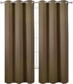 Brown Thermal Blackout Curtains/42 x 95 Inch/Set of 2 Panels Room Darkening - Image 2