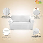 Easy-Going Stretch Loveseat Couch Covers Washable Snow White | 1-Piece Loveseat - Image 3