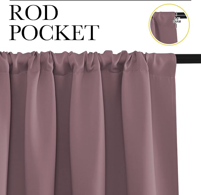NICETOWN Living Room Curtains, Dry Rose, 1 Pair, 70 x 84-inch, Home Decorations - Image 2