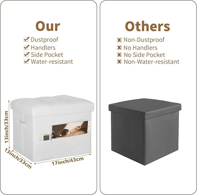 BelugaHelper Ottoman with Storage. Leather Foldable Ottomans with Thick Foam - Image 2