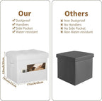 BelugaHelper Ottoman with Storage. Leather Foldable Ottomans with Thick Foam - Image 2
