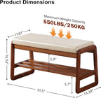 SOBIBO Solid Wood Shoe Bench, 2-Tier Wooden Entryway Bench, Modern Shoe Rack - Image 2