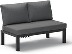 Aluminum Outdoor Patio Sofa Set, 2 Seats Modular Sectional Reclining Loveseat by Oasbira