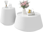 Modern Marble Nesting Coffee Table Set of 2, 26.77" Cup Shaped Coffee and End - Image 8