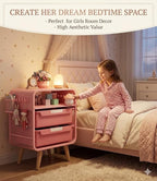SYKIARIOL Pink Nightstand, Cute End Table - Image 5