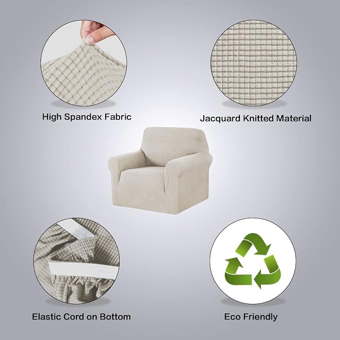 H.VERSAILTEX Armchair Cover High Stretch Sofa Slipcover 1 Piece Couch Covers - Image 4