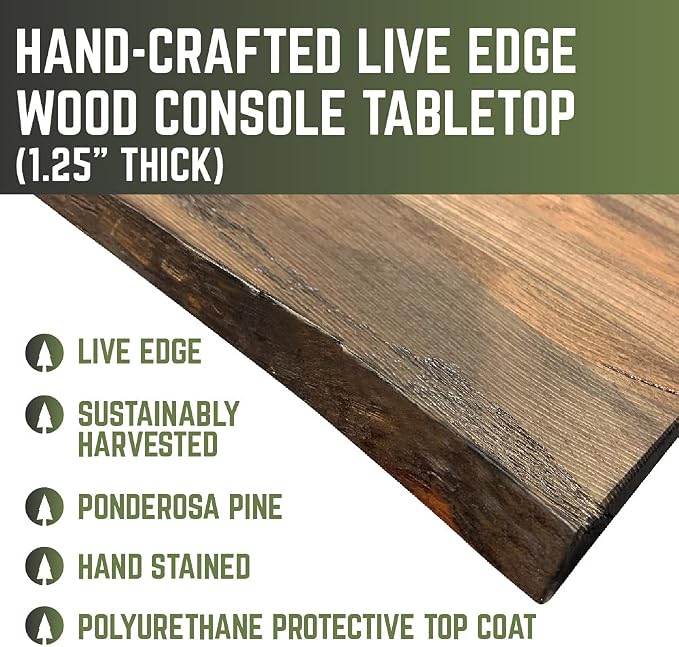 Restore by Pipe DÉCOR Live Edge Wood Console Table 48 in. x 16 in. x 34 in. - Image 5