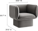 Modway Tate Performance Velvet Accent Chair in Storm Gray - Image 3