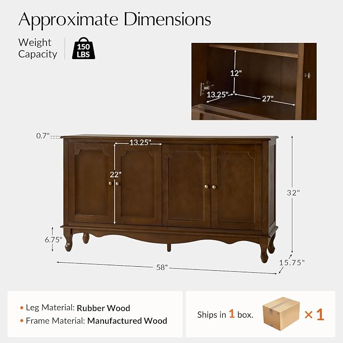HULALA HOME Sideboard Buffet Cabinet - Image 2