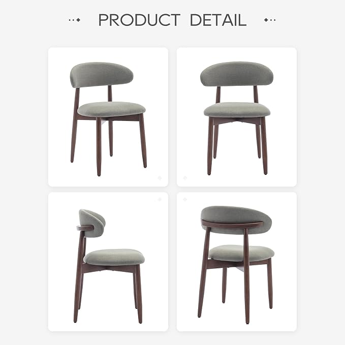 COLAMY Wooden Dining Room Chairs Set of 6, Modern Upholstered Fabric Dining - Image 9