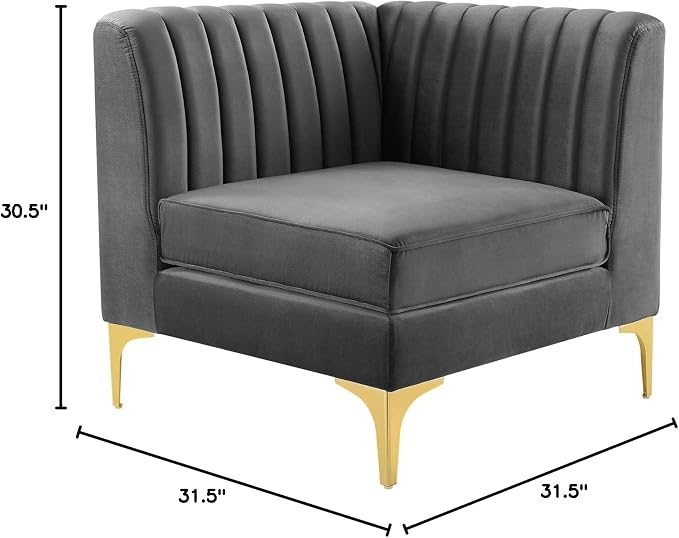 Modway EEI-3983-GRY Triumph Channel Tufted Performance Velvet Sectional Sofa - Image 2