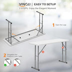 VINGLI 4 FT Narrow Folding Table, Home Work - Image 9