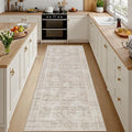 2'6''x8' Hallway Washable Runner Rug: Neutral Kitchen Carpet Brown | Vintage by Luxturiy