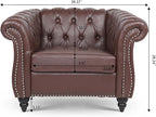 LEVNARY Leather Chesterfield Chair, Mid-Century Modern Single Sofa Chair - Image 2