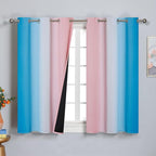 Pink and Blue Ombre Curtains for Bedroom 45 Inch Long | Room Darkening Curtains by ESTELARTEXTILER