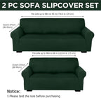 Peryiter 2 Pcs Sofa Covers Couch and Loveseat Covers Set Stretch Sofa Slipcover - Image 2