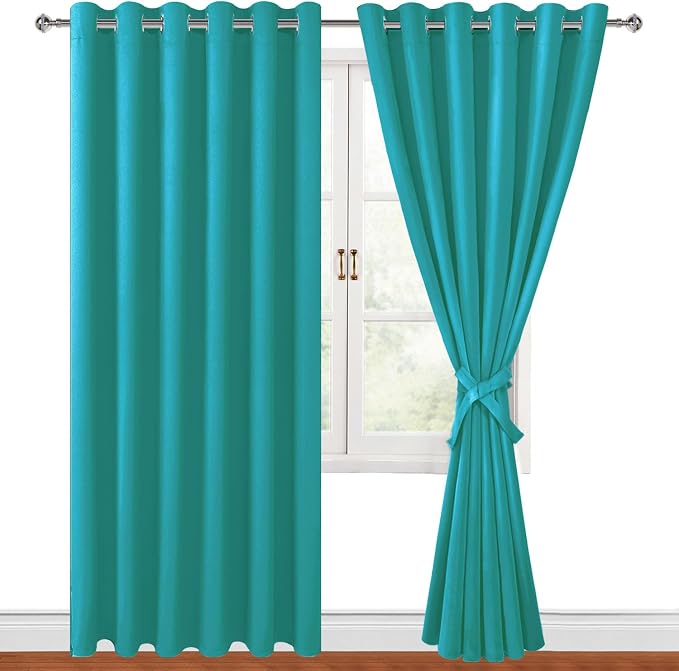 Blackout Curtains for Bedroom, Peacock Teal, 70 x 84 Inch, 2 Panels | Thermal by Hiasan