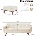 Tbfit Mid Century Modern Sofa, Loveseat Couch, Standard Sofa & Ottoman | linen - Image 2
