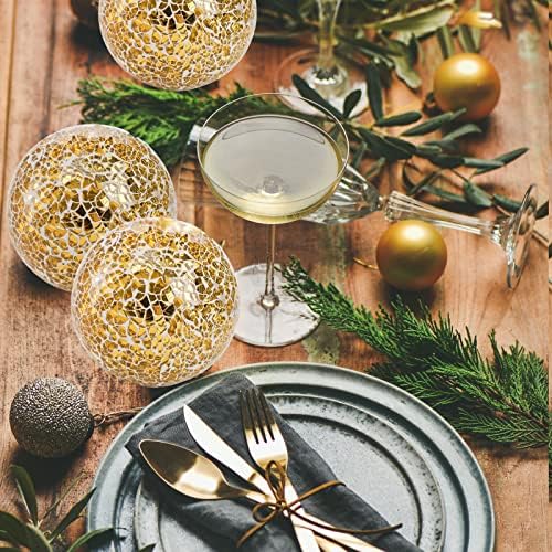 TOPZEA 3 Pack 4 Inch Gold Mosaic Glass Orbs, Decorative Balls Mosaic Spheres for Vase Fillers, Dinning & Coffee Table Centerpieces, Bowl Decor, Home & Christmas Decorations - Image 7