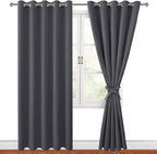 Blackout Curtains for Bedroom, 60 x 84 Inches Long, Dark Grey | Thermal by Hiasan