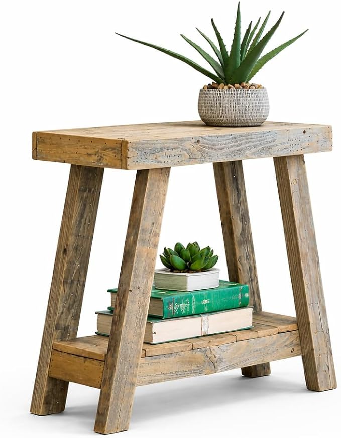 Doug and Cristy Designs Aztec A-Frame Side Table; Reclaimed Wood End Table by DougandCristyDesigns