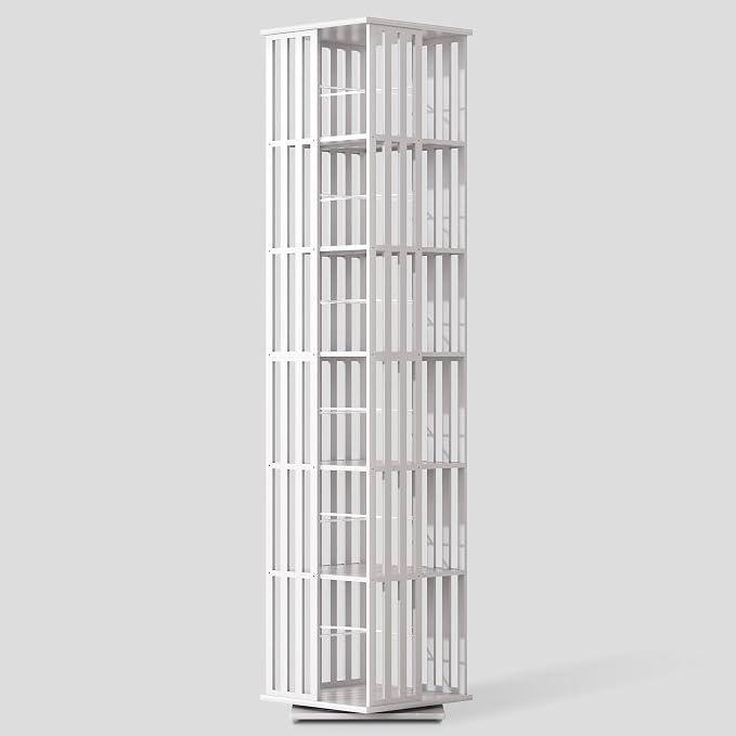 YOWOS Rotating Bookshelf Tower, 360° Display Spinning Bookcase, Bamboo by YOWOS