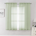 Light Green Sheer Curtains 63 Inch Length 2 Panels Set, Elegant Voile Curtains by Lecloud