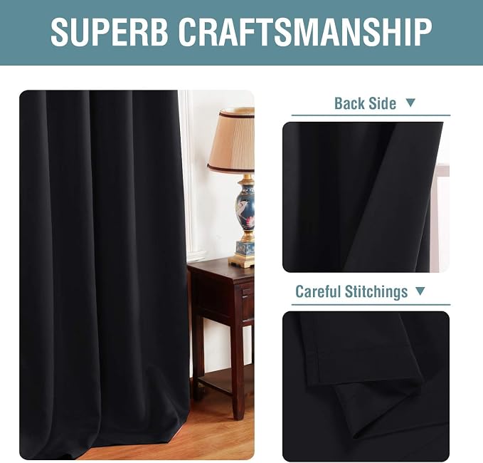 H.VERSAILTEX Blackout Curtains for Bedroom Black Out Curtains 102 inch Thermal - Image 3