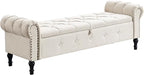 67" Storage Bench for Bedroom, Linen End of Bed - Image 9