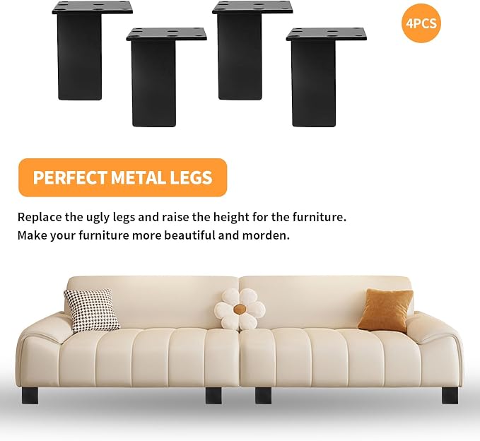 4Pcs 3Inch Metal Furniture Legs, Square Metal Cabinet Support Foot - Image 5