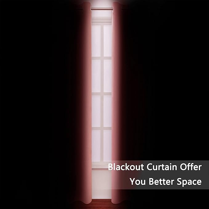 Blackout Curtains 66 x 84 inch/Coral Curtains Set of 2 Panels/Thermal Insulated - Image 3