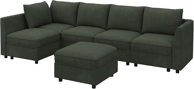 HONBAY Modular Sectional Sleeper Sofa Green Couch L Shaped Sectional Sofa - Image 9