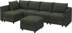 HONBAY Modular Sectional Sleeper Sofa Green Couch L Shaped Sectional Sofa - Image 9