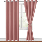 Blackout Curtains for Bedroom 2 Panels 52 x 96 Inch Long Dusty Rose | Thermal by Hiasan