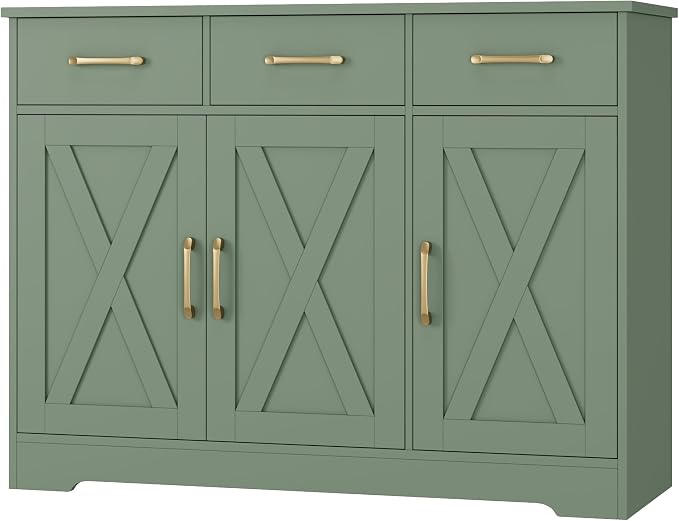 HOSTACK Modern Farmhouse Buffet Sideboard Cabinet, Barn Doors Storage Cabinet by HOSTACK