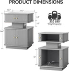 Nightstand with Charging Station, Modern Night Stand with Smart Led Light and 2 - Image 2
