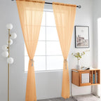 SpaceDresser Beige Sheer Curtains 4 Panels Rod Pocket Semi-Sheer Curtain 54 - Image 3