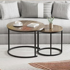 Garden 4 you Nesting Coffee Table, 23.6" Round Coffee Table Set of 2, Wooden - Image 4