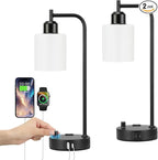 Industrial Bedroom Lamps for Nightstand Set of 2 by Innqoo