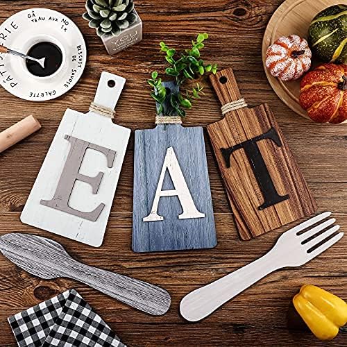 Jetec Cutting Board Eat Sign Set Wall Decor, Gray, White, Brown - Image 6