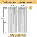 Ivory Sheer Curtains 102 Inches Long 2 Pcs, Rod Pockets Light Filtering Bedroom - Image 2